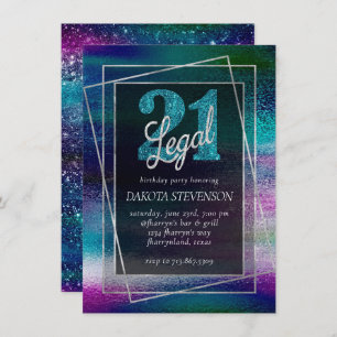 Glitzy Foil   Holographic Dark Ombre 21 and Legal Invitation