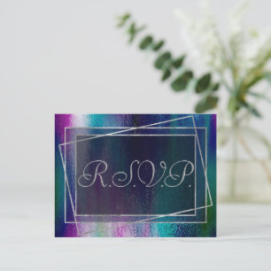 Glitzy Foil Holographic Dark Pastel Glitter RSVP Invitation Postcard