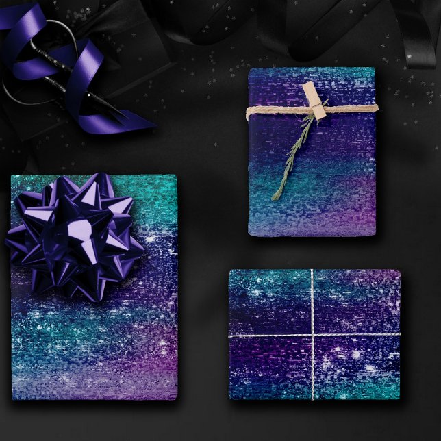 Glitzy Foil | Holographic Iridescent Dark Ombre Wrapping Paper Sheet (Creator Uploaded)