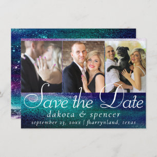 Glitzy Foil   Holographic Iridescent Ombre 3 Photo Save The Date