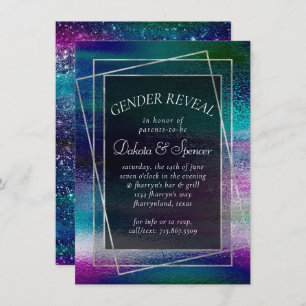 Glitzy Foil   Holographic Iridescent Ombre Shower Invitation