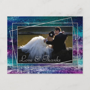 Glitzy Foil   Holographic Ombre Photo Thank You Postcard