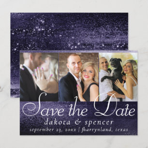Glitzy Foil   Indigo Midnight Dark Purple 3 Photo Save The Date