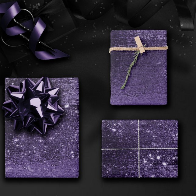 Glitzy Foil | Indigo Midnight Purple Faux Sparkle Wrapping Paper Sheet (Creator Uploaded)