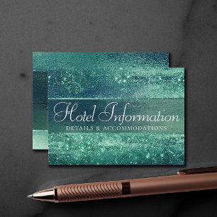 Glitzy Foil   Iridescent Green Guest Hotel Details Enclosure Card