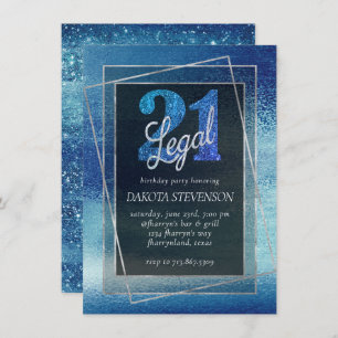 Glitzy Foil   Iridescent Ice Blue 21 and Legal Invitation