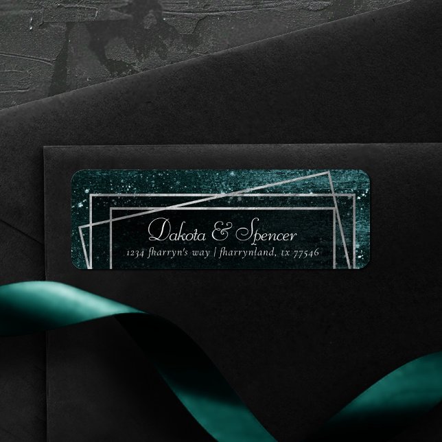 Glitzy Foil | Midnight Teal Faux Metallic Address (Creator Uploaded)