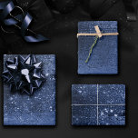 Glitzy Foil | Navy Blue Dark Faux Glitter Sparkle Wrapping Paper Sheet<br><div class="desc">Rich, dark, and sophisticated palette in deep modern shades of an original luxurious and simple faux metallic glitter ombre texture on a matching monochrome background. This watercolor effect is perfect for a chic and uniquely elegant theme. The design features a completely customizable text template and mixed medium gradient that adds...</div>