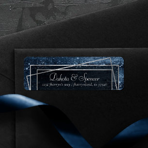 Glitzy Foil   Navy Blue Faux Dark Glitter Address
