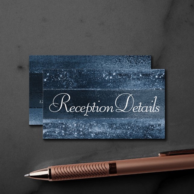 Glitzy Foil | Navy Blue Glitter Sparkle Reception Enclosure Card (Creator Uploaded)