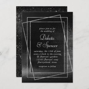Glitzy Foil   Platinum Silver Faux Chrome Shimmer Invitation