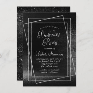 Glitzy Foil   Platinum Silver Faux Chrome Shimmer Invitation