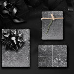 Glitzy Foil | Platinum Silver Faux Chrome Shimmer Wrapping Paper Sheet<br><div class="desc">Rich, dark, and sophisticated palette in deep modern shades of an original luxurious and simple faux metallic glitter ombre texture on a matching monochrome background. This watercolor effect is perfect for a chic and uniquely elegant theme. The design features a completely customizable text template and mixed medium gradient that adds...</div>