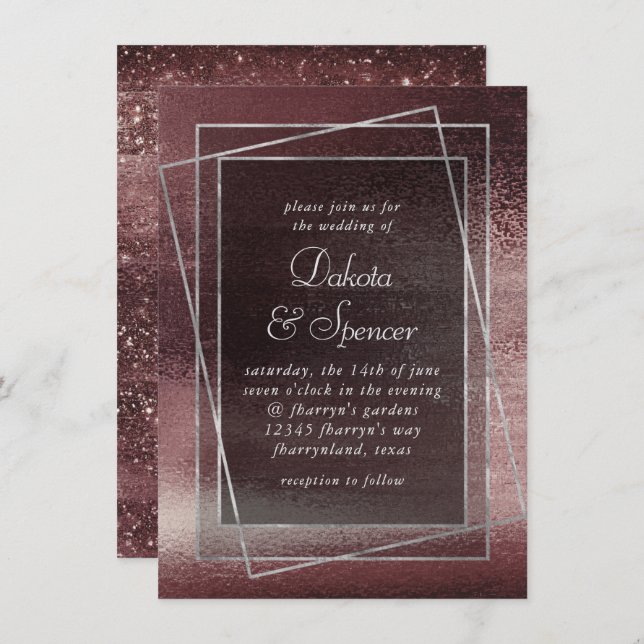 Glitzy Foil | Rose Gold Blush Glam Faux Shimmer Invitation (Front/Back)