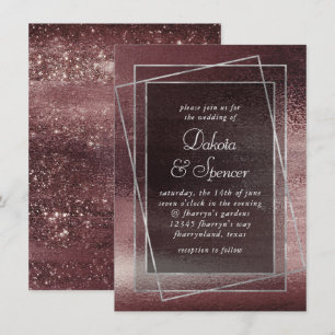 Glitzy Foil   Rose Gold Blush Glam Faux Shimmer Invitation