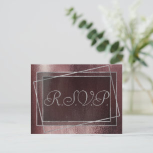 Glitzy Foil Rose Gold Blush Glam Faux Shine RSVP Invitation Postcard
