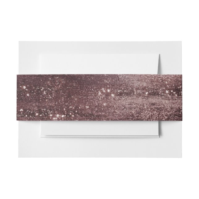 Glitzy Foil | Rose Gold Mauve Pink Blush Faux Glam Invitation Belly Band (Front Example)