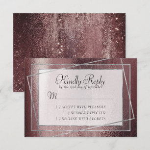 Glitzy Foil   Rose Gold Mauve Pink Blush Lustre RSVP Card