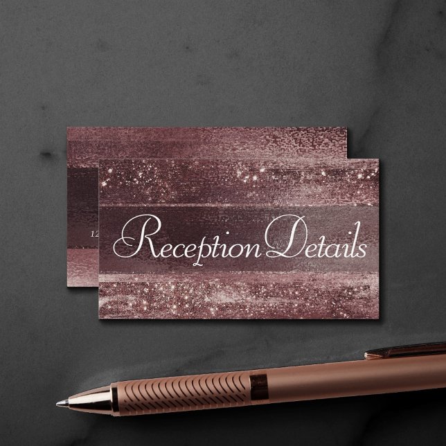 Glitzy Foil | Rose Gold Mauve Pink Blush Reception Enclosure Card (Creator Uploaded)