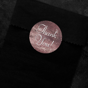 Glitzy Foil   Rose Gold Mauve Pink Blush Thank You Classic Round Sticker