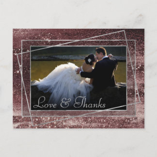 Glitzy Foil | Rose Gold Mauve Pink Photo Thank You Postcard