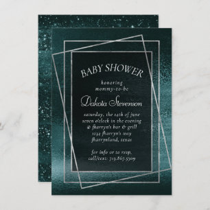 Glitzy Foil   Seafoam Green Faux Iridescent Shower Invitation