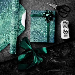 Glitzy Foil   Seafoam Iridescent Green Faux Shine Wrapping Paper
