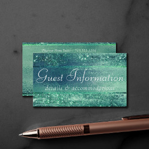 Glitzy Foil   Seafoam Iridescent Green Guest Info Enclosure Card