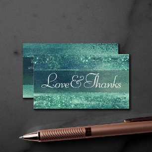 Glitzy Foil   Seafoam Iridescent Green Thank You Enclosure Card