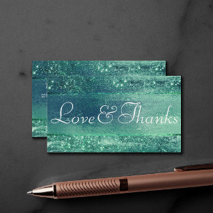 Glitzy Foil   Seafoam Iridescent Green Thank You Enclosure Card