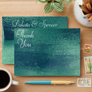 Glitzy Foil   Seafoam Iridescent Green Thank You Envelope