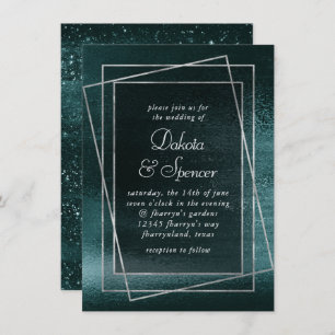 Glitzy Foil   Shamrock Green Faux Metallic Wedding Invitation