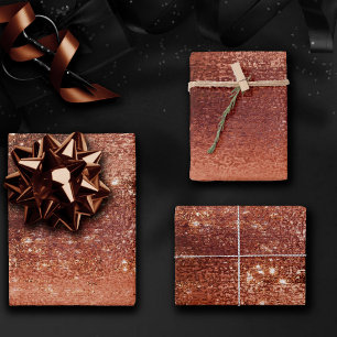 Glitzy Foil Terra Cotta Dusty Orange Metallic Wrapping Paper Sheet
