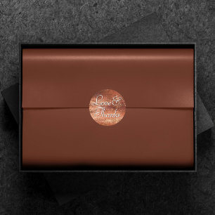 Glitzy Foil   Terra Cotta Dusty Orange Thank You Classic Round Sticker