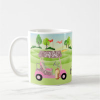 Glitzy Fun Golf Cart Course Personalise Coffee Mug