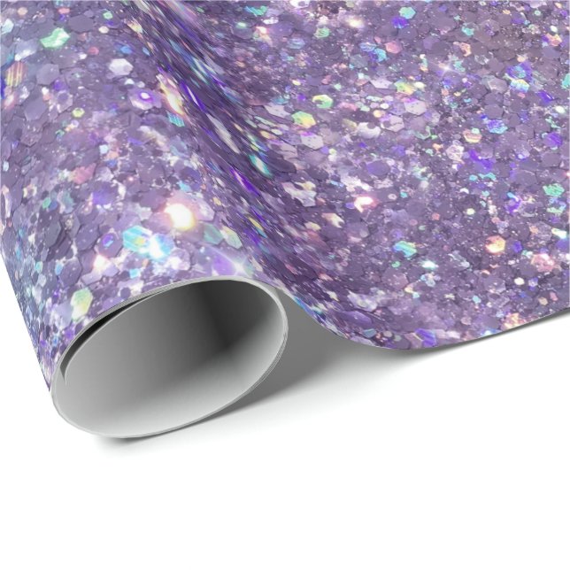 Glitzy Girly Glam Purple Sparkle Glitter Wrapping Paper (Roll Corner)