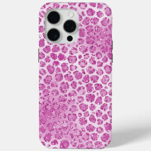 Glitzy Girly Pink Leopard Print iPhone 15 Pro Max Case