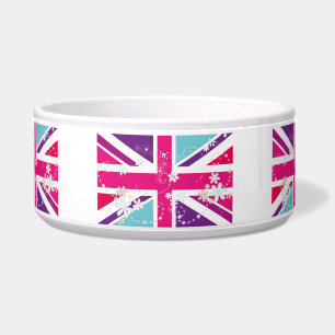 Glitzy Girly Union Jack Pet Bowl