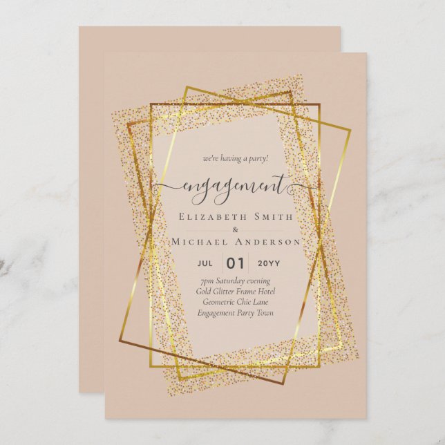 Glitzy Glam ENGAGEMENT Party Invitations BUDGET (Front/Back)