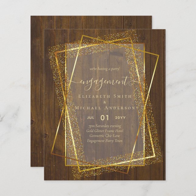 Glitzy Glam ENGAGEMENT Party Invitations BUDGET (Front/Back)