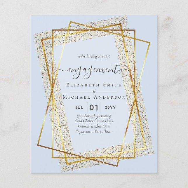 Glitzy Glam ENGAGEMENT Party Invitations BUDGET Flyer (Front)
