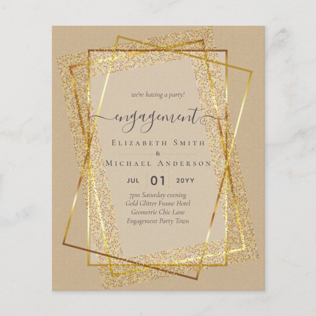 Glitzy Glam ENGAGEMENT Party Invitations BUDGET Flyer (Front)