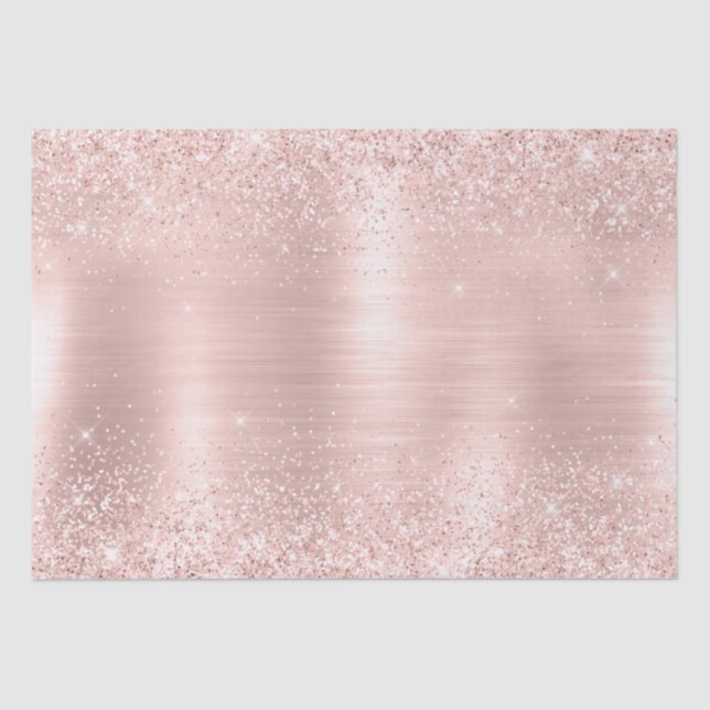 Glitzy Glam Girly Blush Pink Glitter Wedding Tissue Paper (Front)