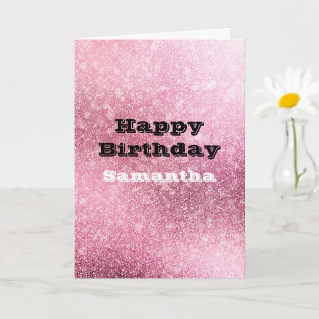 Glitzy Glam Pink Sparkle Card (Small Plant)