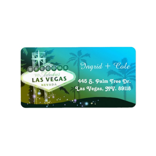 Glitzy Glamourous Las Vegas Wedding Address Label (Front)