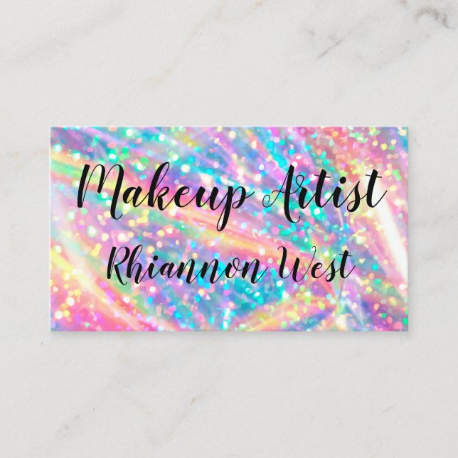 Glitzy Glassy Makeup Artist Artsy Business Card (Front)