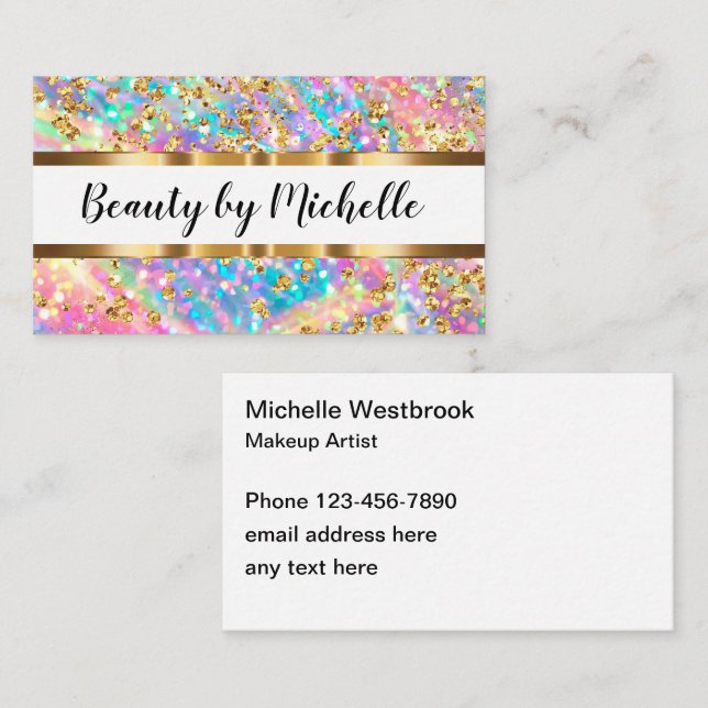Glitzy Glassy Makeup Artist Business Card (Front/Back)