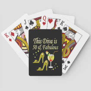 GLITZY GOLD 50TH BIRTHDAY DESIGN PLAYING CARDS