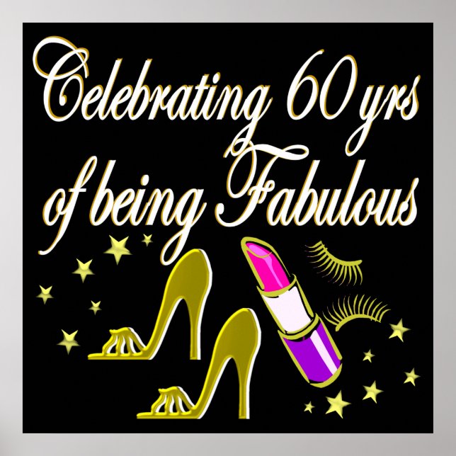 GLITZY GOLD 60TH BIRTHDAY DIVA POSTER (Front)