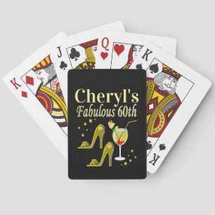 GLITZY GOLD 60TH BIRTHDAY PARTY PLAYING CARDS